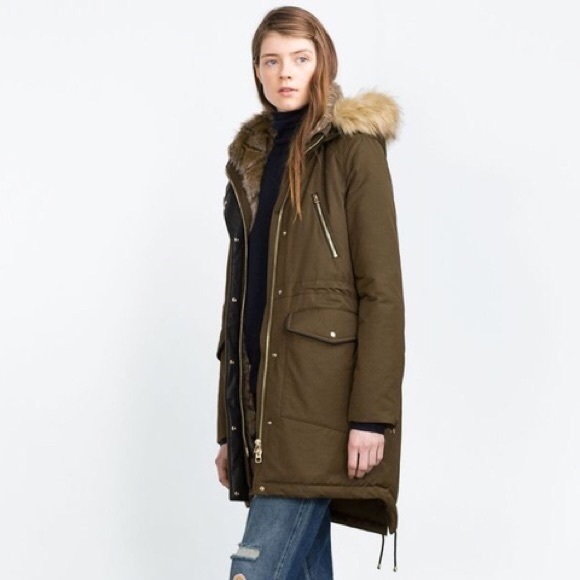 Zara | Jackets \u0026 Coats | Fur Lined Army 